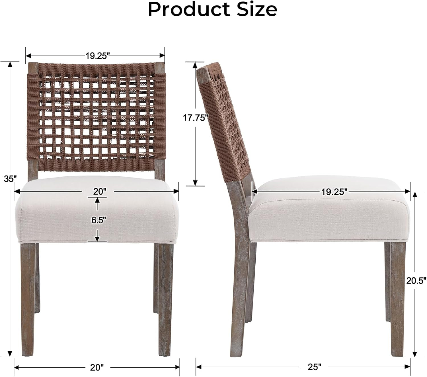 Beige Linen Upholstered Dining Chairs Midcentury Modern