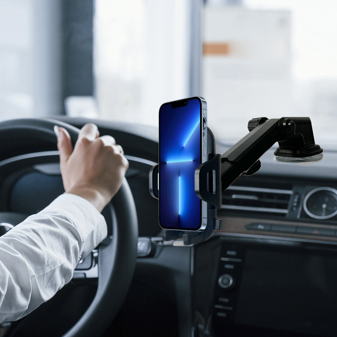 Front view of Adjustable Car Phone Mount with long neck by Gobingya