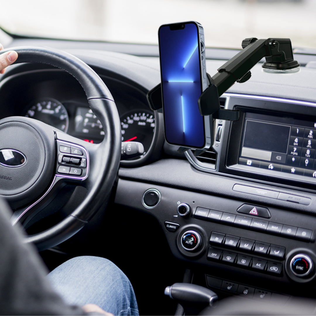 Close-up of Adjustable Long Neck Car Phone Mount features and design