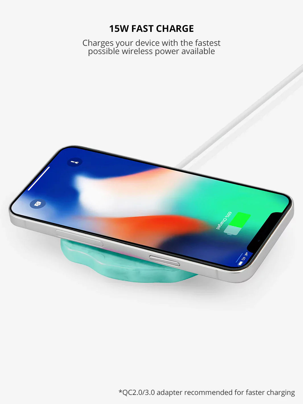 Close-up of the Aqua Crystal Holographic Wireless Charger design
