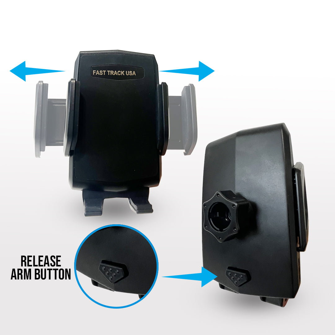 Installation process of the Fast Track USA Car Phone Mount on a dashboard