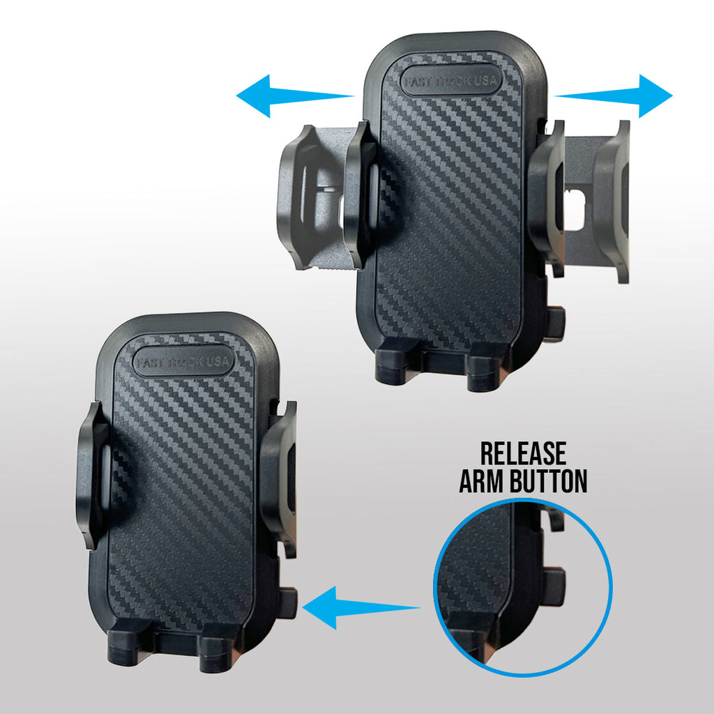 Adjustable Car Phone Mount in use with a smartphone in landscape mode