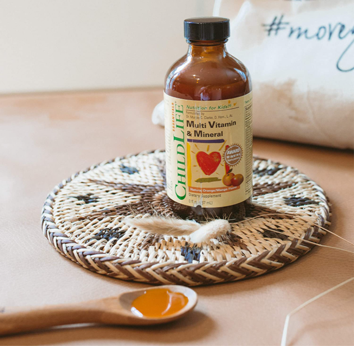 Gobingya Kids Multi Vitamin bottle on a kitchen table with kids' toys