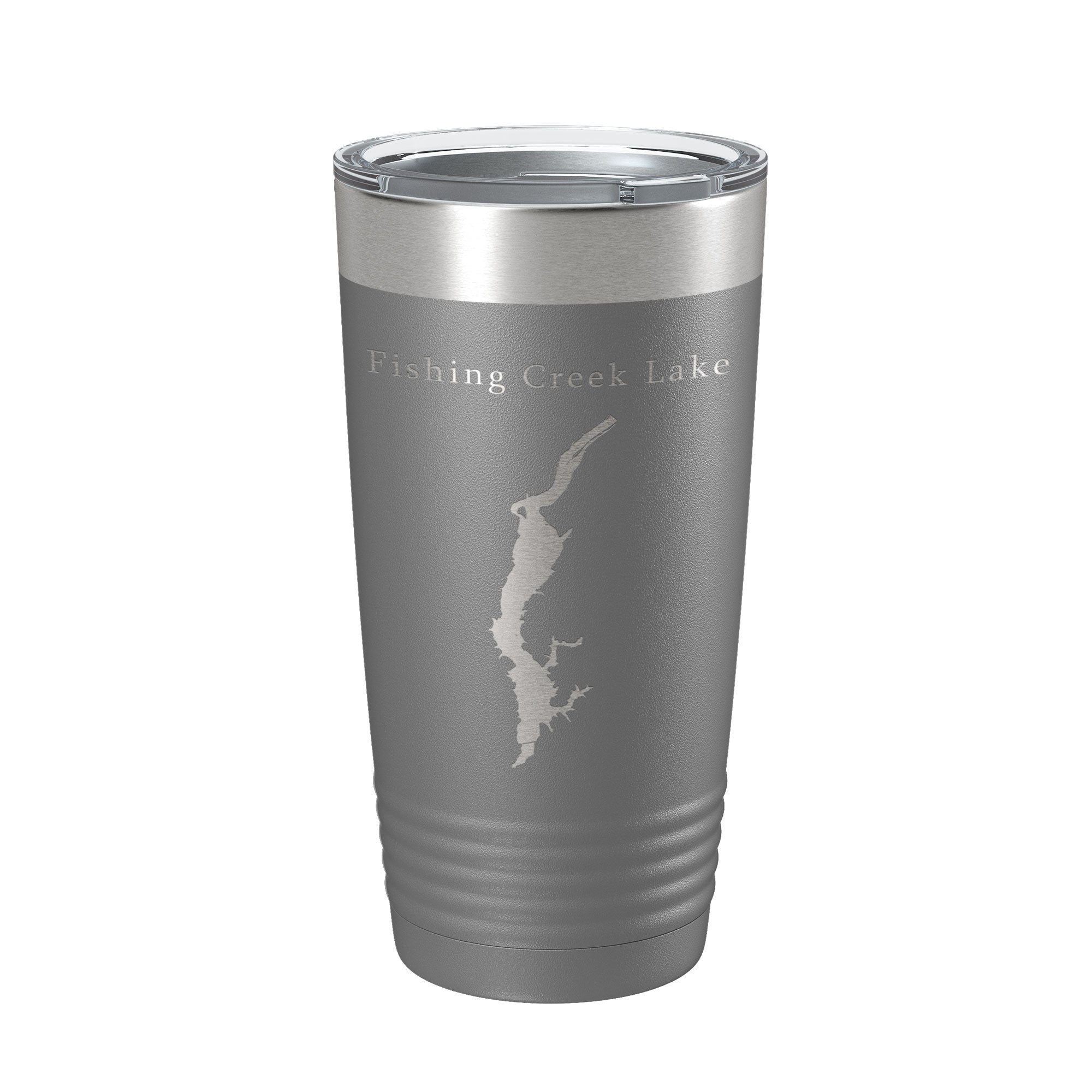 Fishing Creek Lake Tumbler with condensation and ice