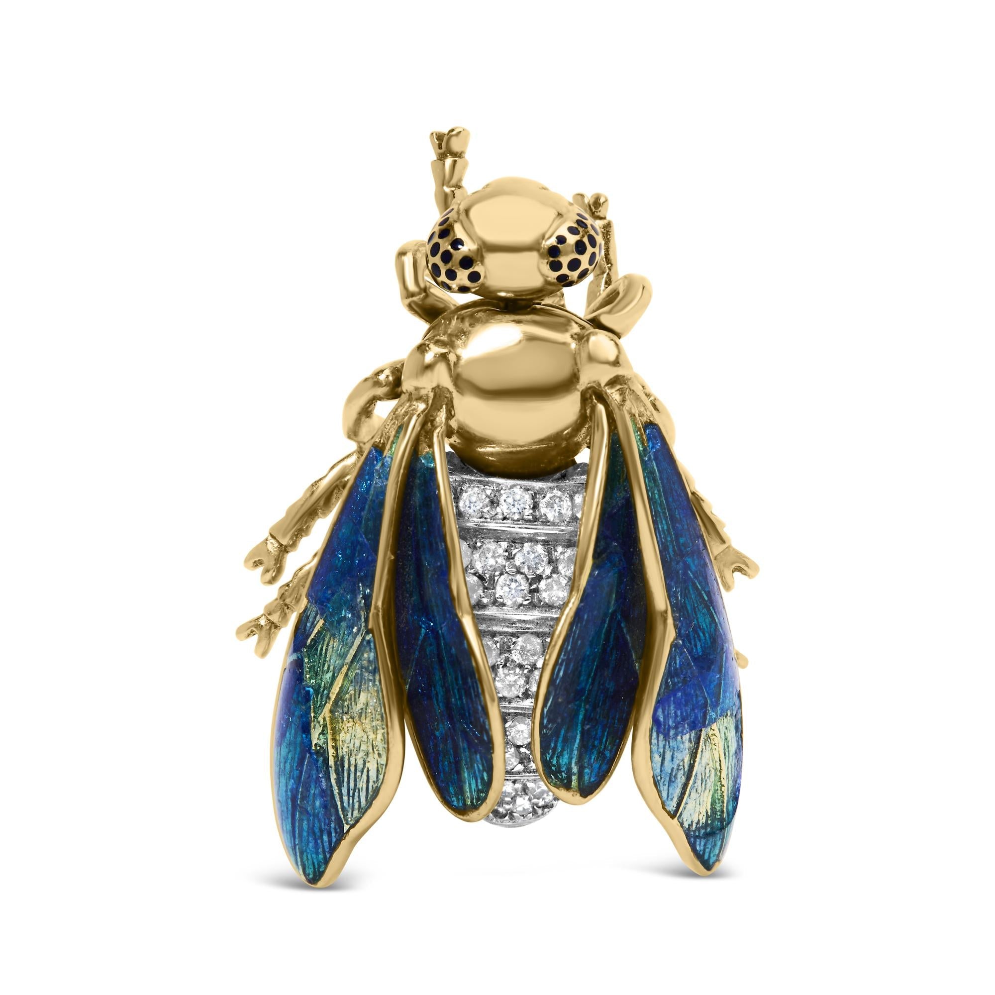 Elegant front view of 18K Yellow Gold Bumblebee Brooch by Infinite Jewels
