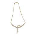 Elegant 14k Yellow Gold Diamond Double Row Lariat Tennis Necklace