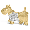 Front view of 18K Yellow Gold Scottish Terrier Diamond Brooch by Infinite Jewels
