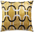 Front view of Elegant Handmade Velvet Throw Pillow by Canvello in gold, black, and white