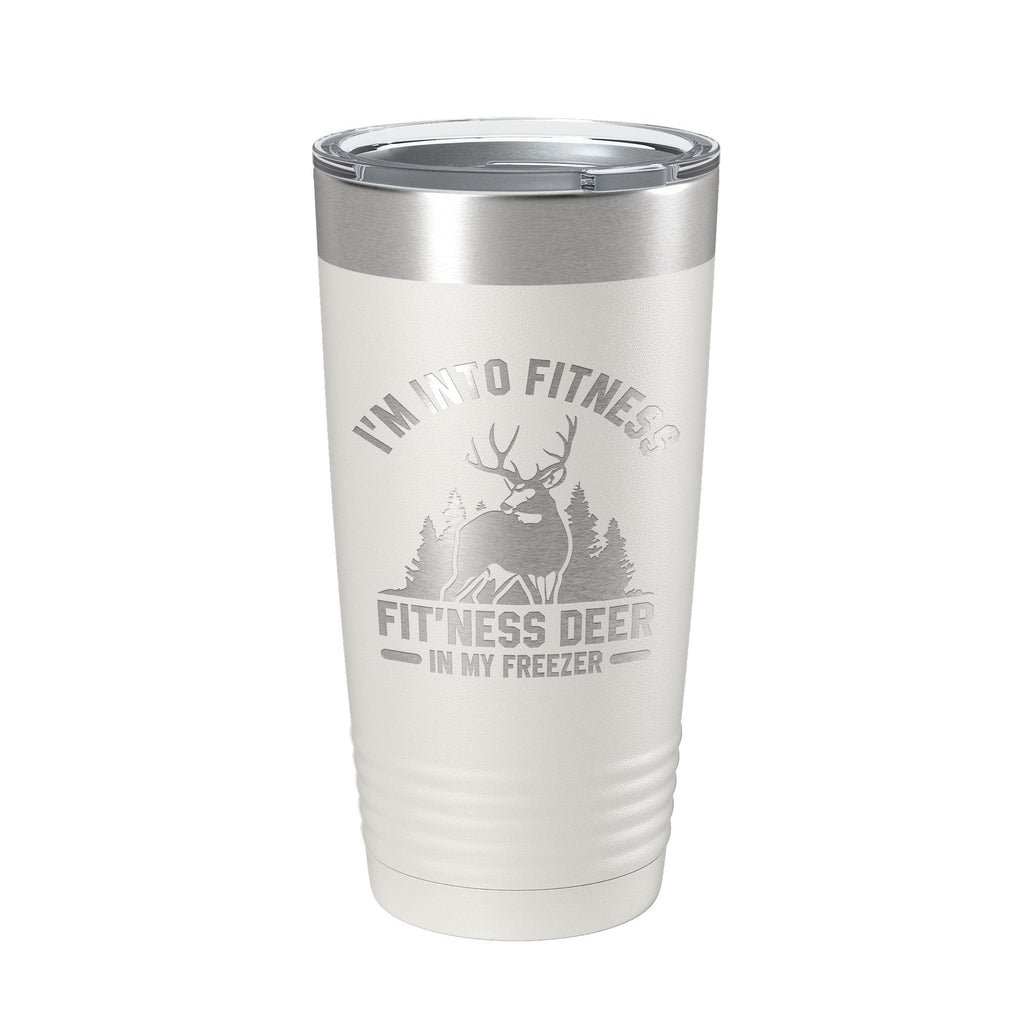Funny Deer Hunter Travel Mug in a cooler filled with ice