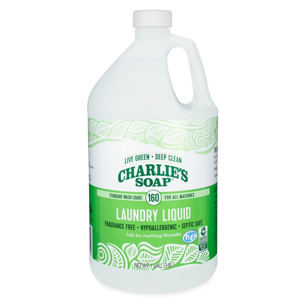 Side view of Charlie's Soap Eco-Friendly Laundry Gel bottle