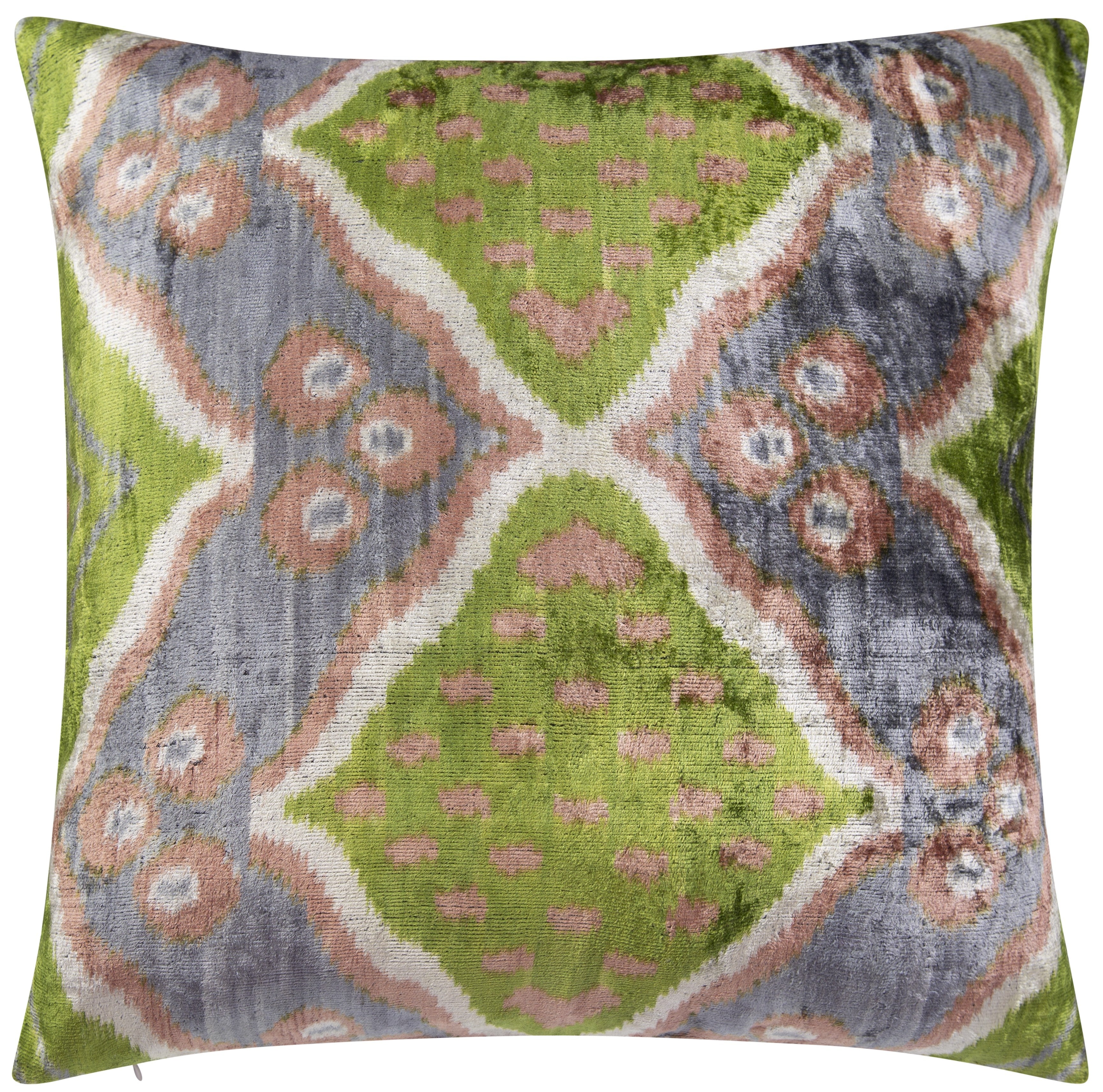 Front view of Elegant 20x20 Handmade Velvet Ikat Throw Pillow by Canvello