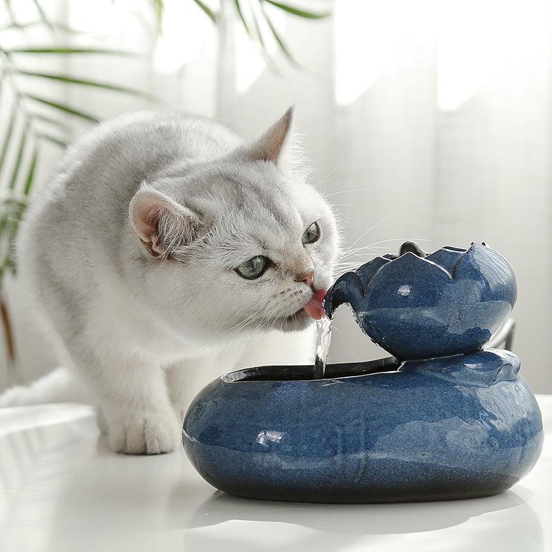 Front view of Stylish Resin Cat Feeder & Water Dispenser by Dog Hugs Cat
