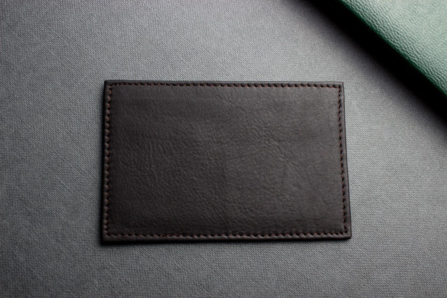 Back view of Elegant Premium Leather Card Case demonstrating quality craftsmanship