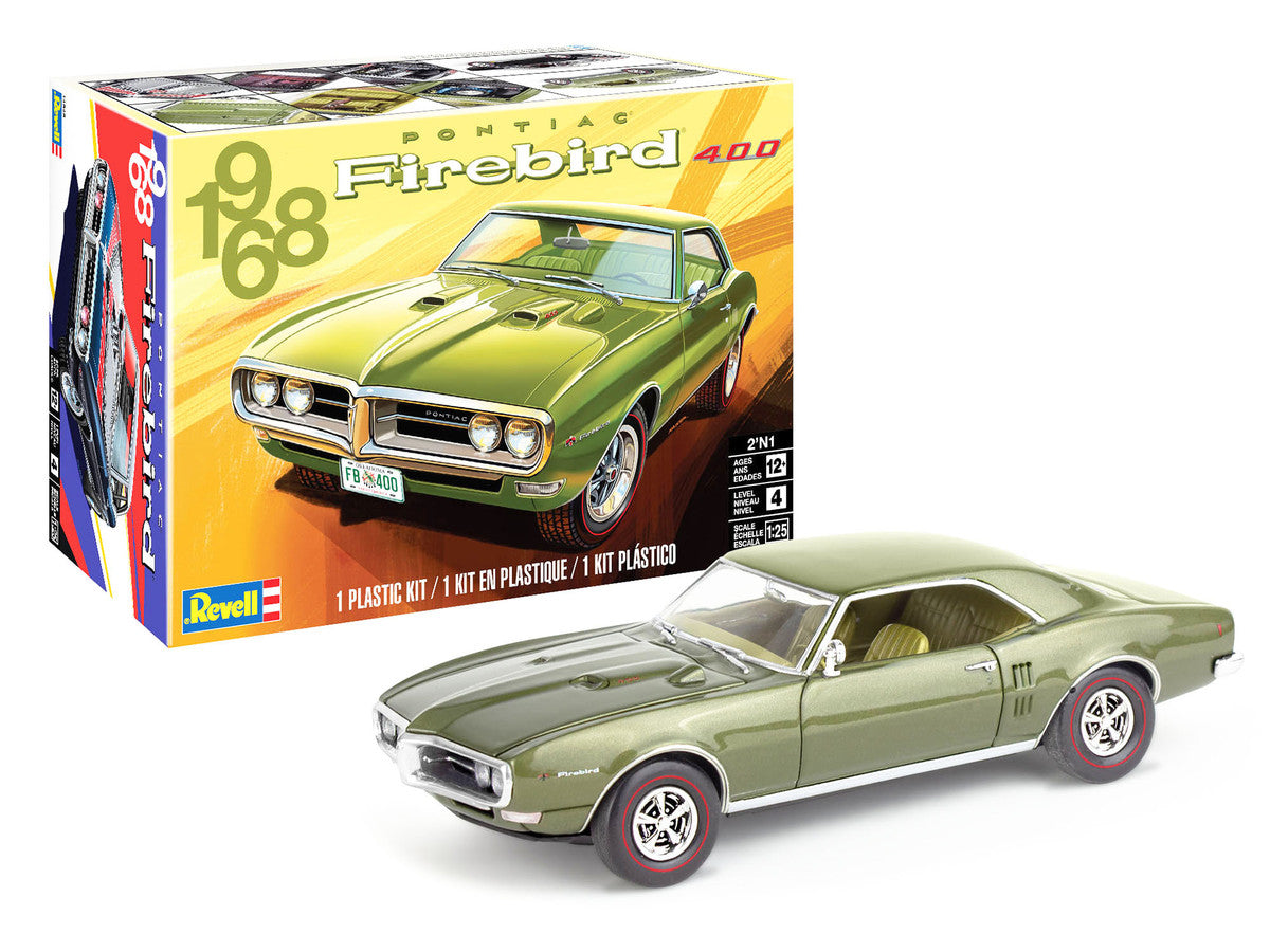 Revell 1968 Pontiac Firebird 400 model kit front view with box