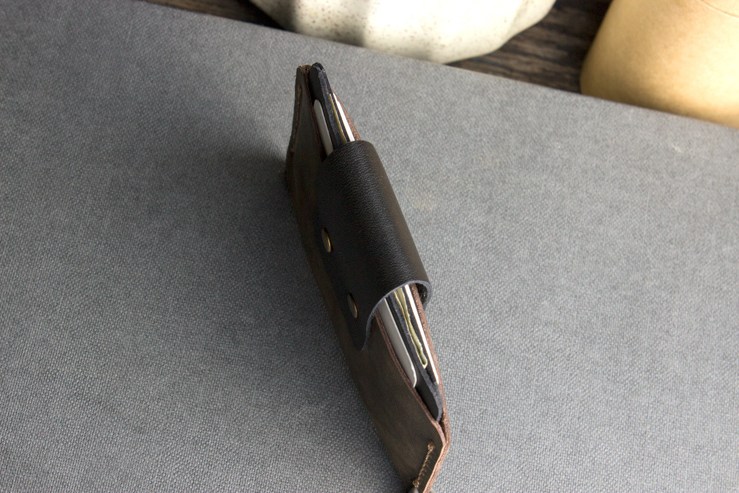 Kiko Two-Toned Leather Card Case styled with modern accessories