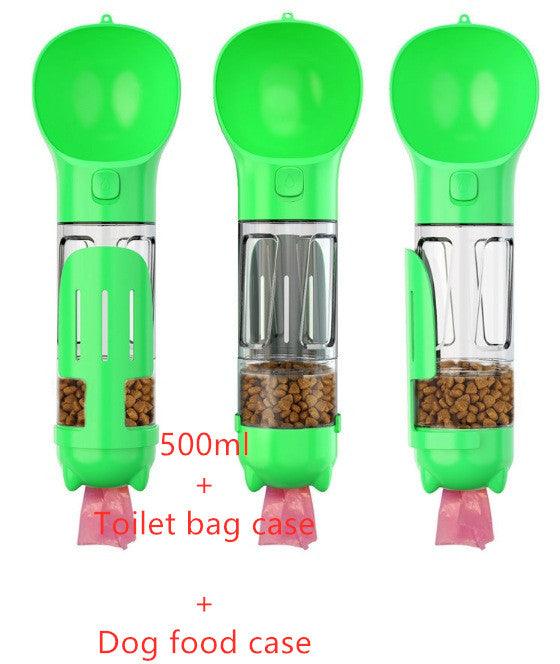 Portable Dog Water Bottle with attached food bowl feature