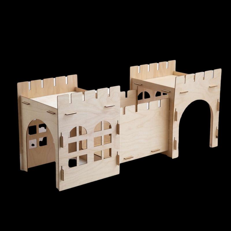 Interior view of Eco-Friendly Wooden Rabbit Castle for small pets