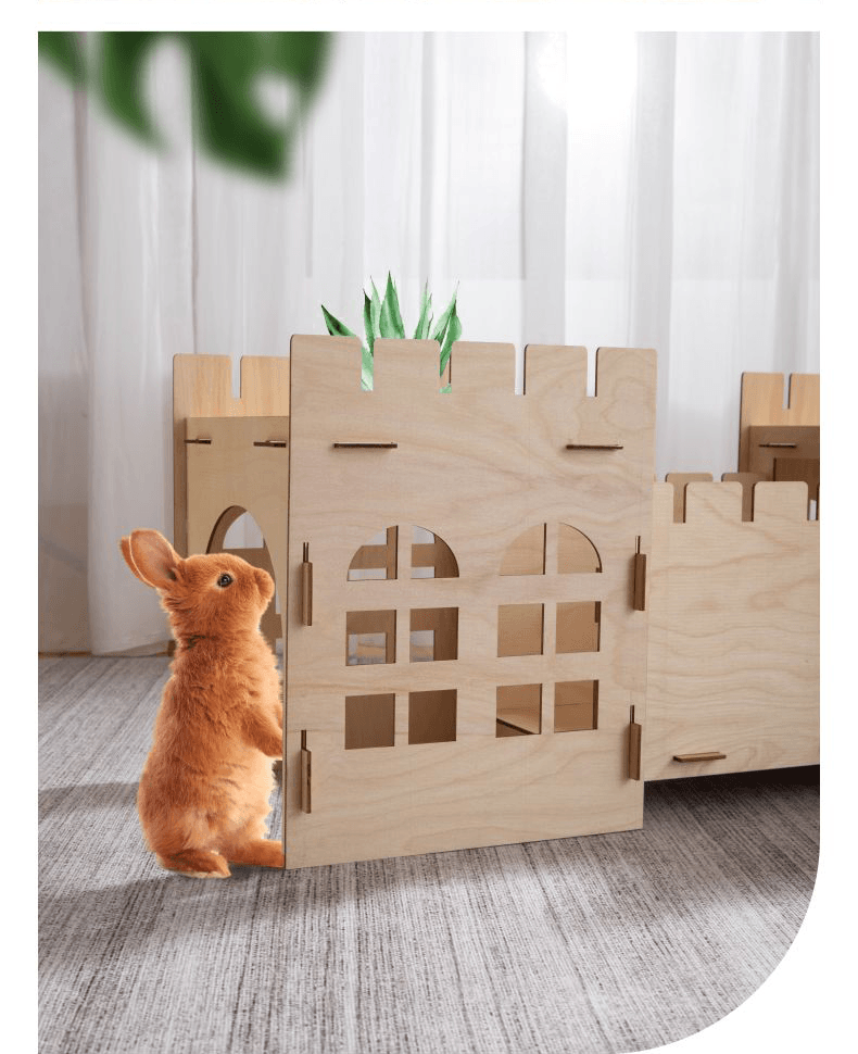 Eco-Friendly Wooden Rabbit Castle showcasing spacious design for pets