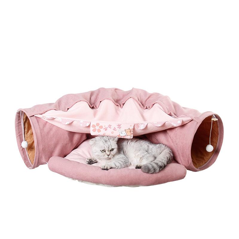 Collapsible Feline Funhouse Cat Tunnel for easy travel and storage