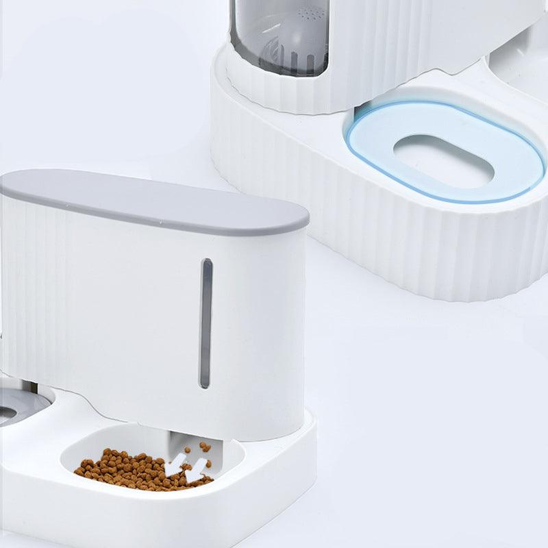 Side profile of Pet Oasis Automatic Cat Fountain & Feeder showcasing its design