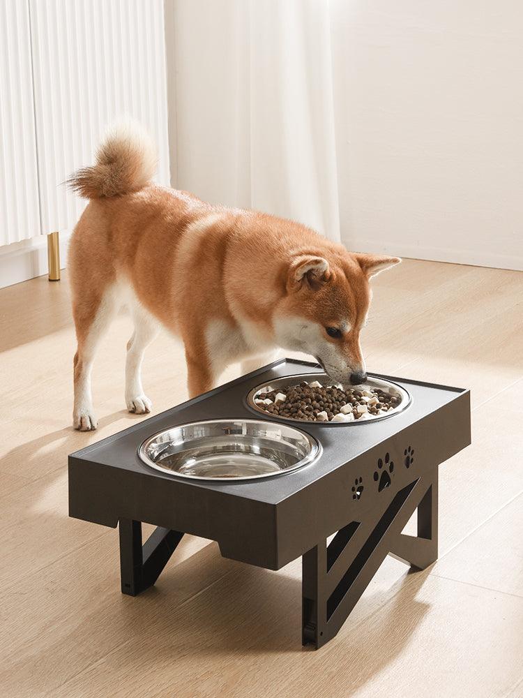 Front view of Portable Stainless Steel Pet Feeder by Dog Hugs Cat