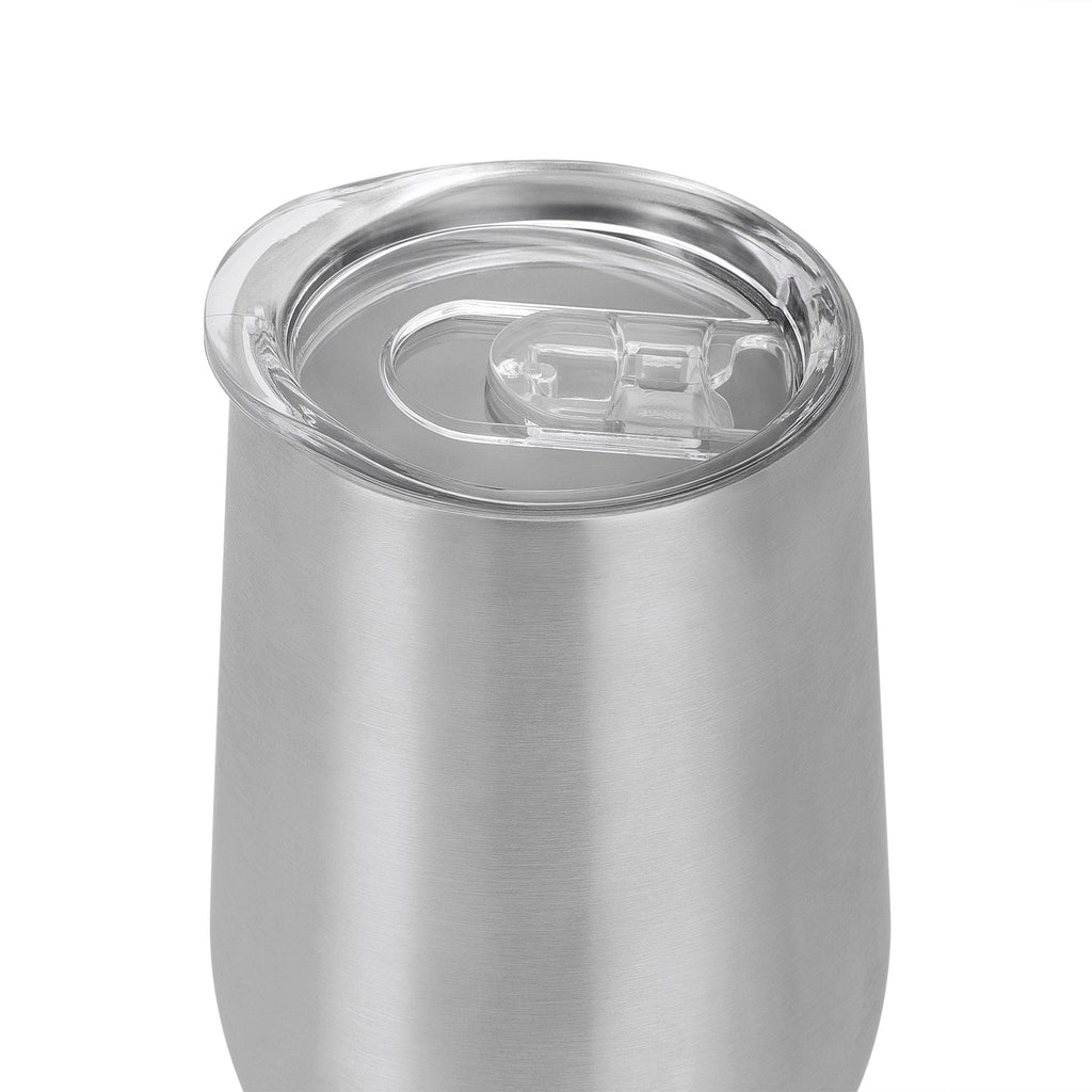 Insulated 16oz stainless steel wine tumbler by MakerFlo on a picnic table