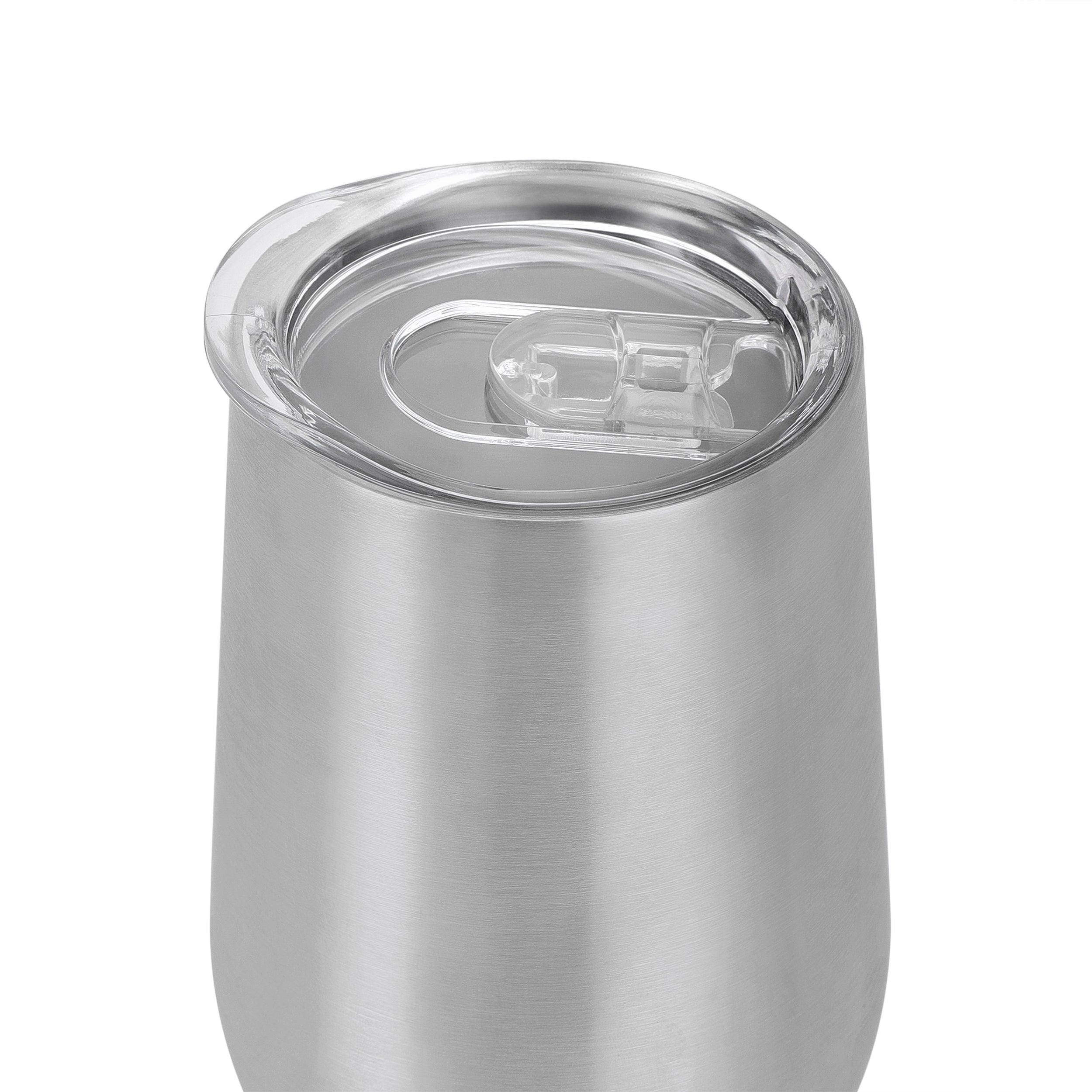 Insulated 16oz stainless steel wine tumbler by MakerFlo on a picnic table
