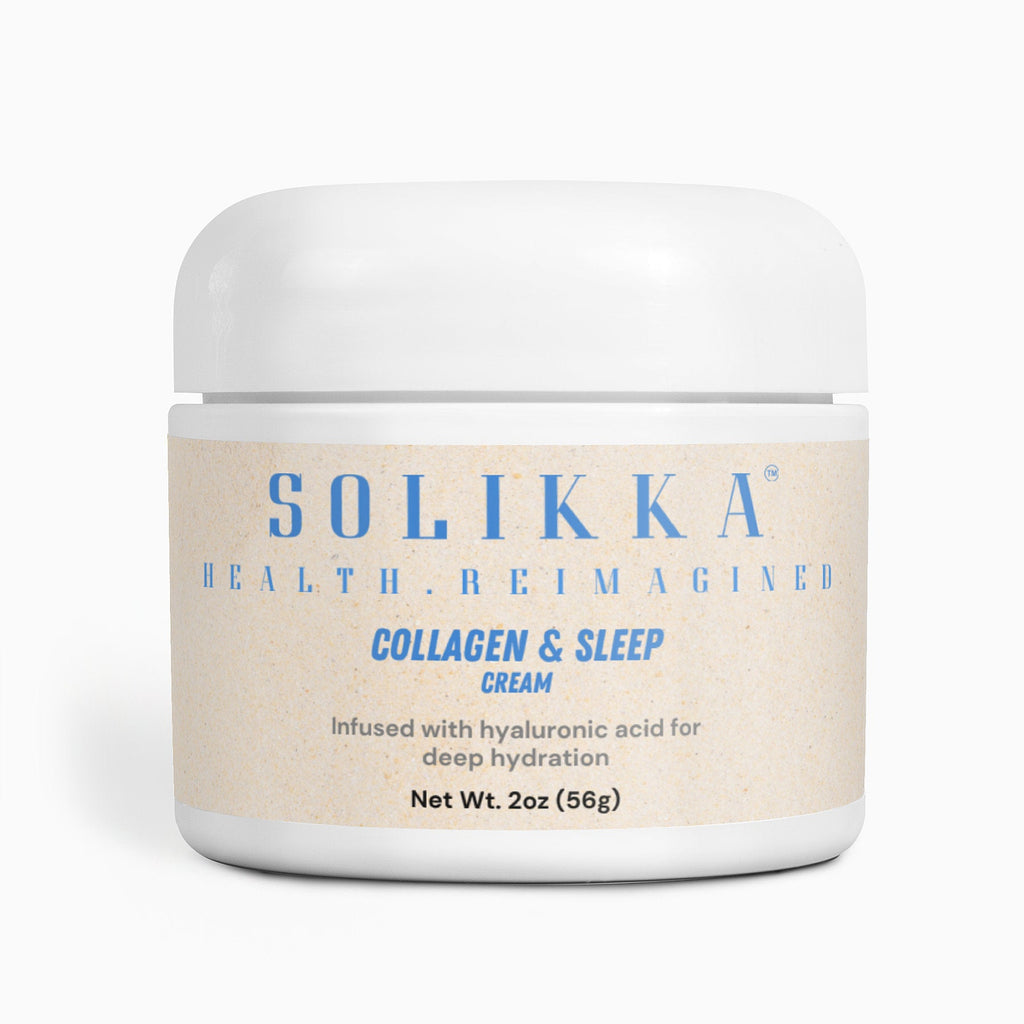 Solikka Collagen & Sleep Cream being applied on a hand