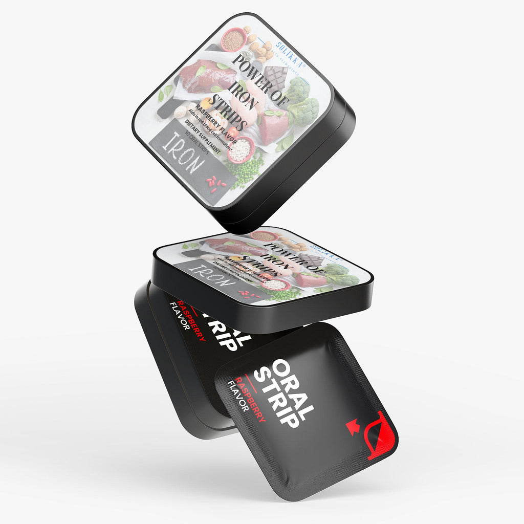 Solikka Raspberry Iron Strips being held in hand for easy access