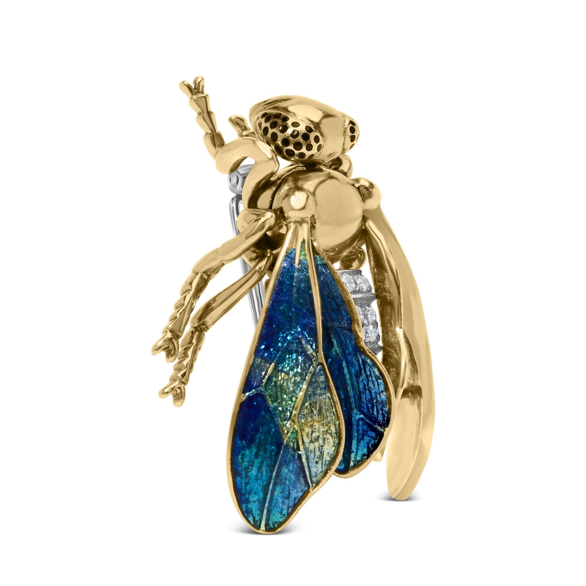 Side perspective showcasing the intricate enamel design of Bumblebee Brooch