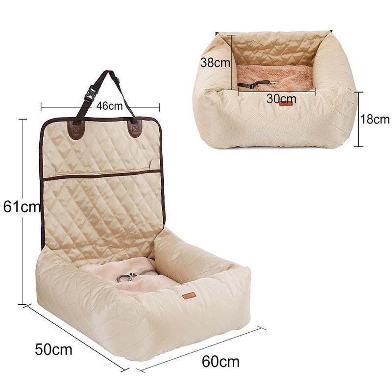 Front view of Ultimate 2-in-1 Pet Travel Bed in stylish design by Dog Hugs Cat