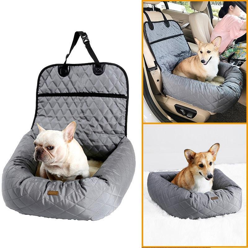Ultimate 2-in-1 Pet Travel Bed displayed with travel accessories for pets