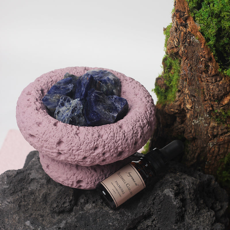 Close-up view of the Purple Moon Diffuser with fragrant Bluebell Garden aroma