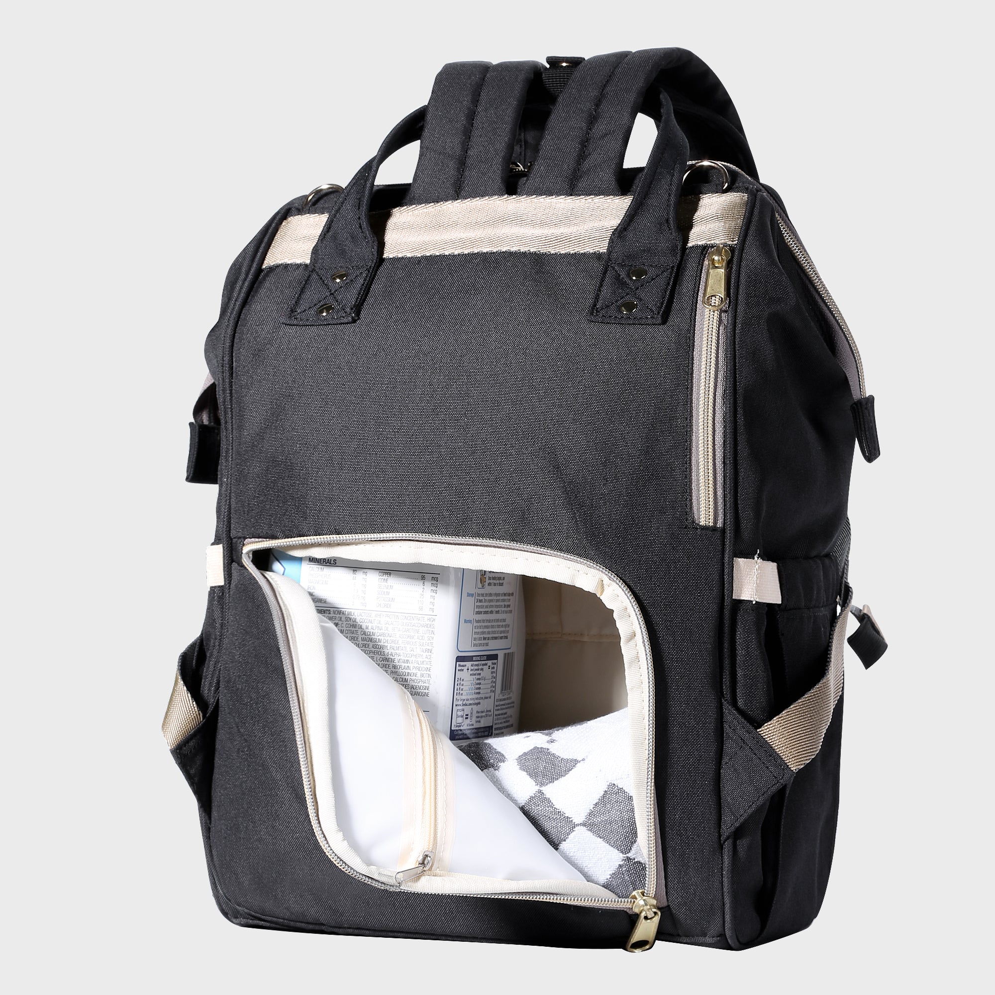 Spacious interior of SUNVENO Flower-Embroidered Diaper Backpack showcasing compartments