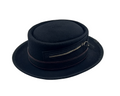 Front view of Aston Custom Zipper Pork Pie Hat in premium wool by Scarves & Fedoras