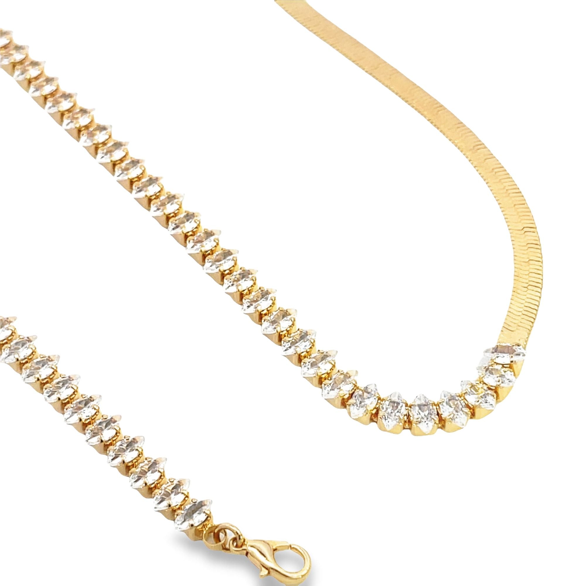 Stylish Half Tennis & Herringbone Bracelet displayed on a wrist