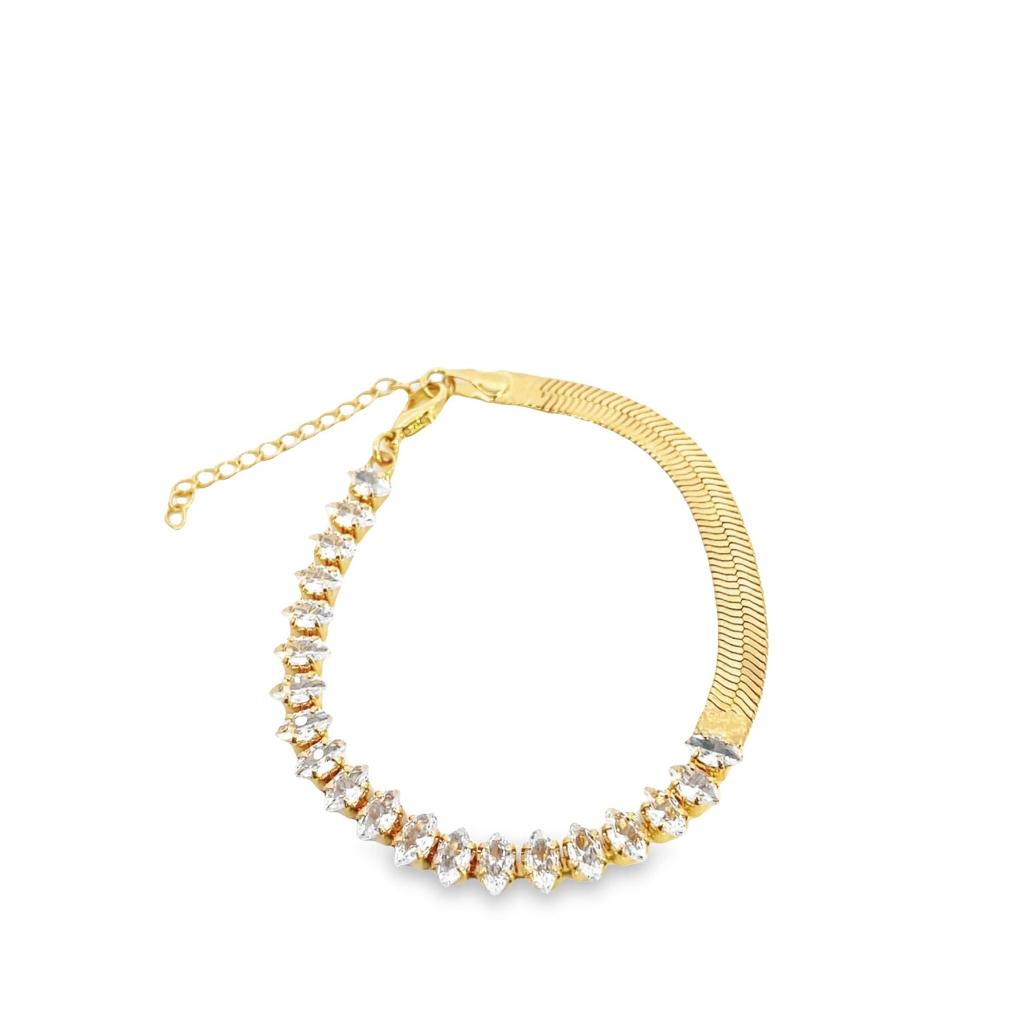 Elegant Half Tennis & Herringbone Bracelet in gold by MIA Jewelry