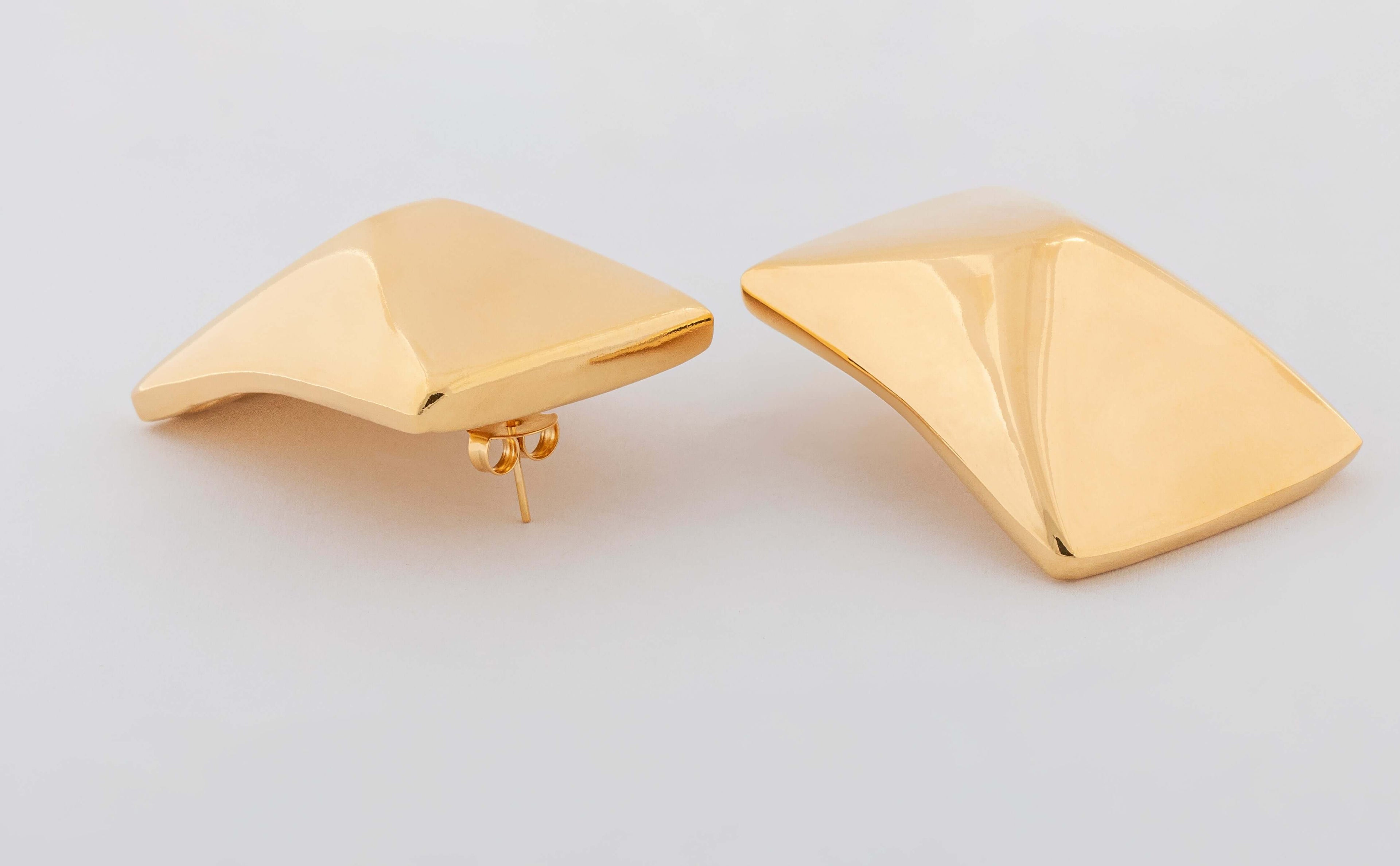 Close-up view of Sculptural 18K Gold Earrings by Denise Pacini