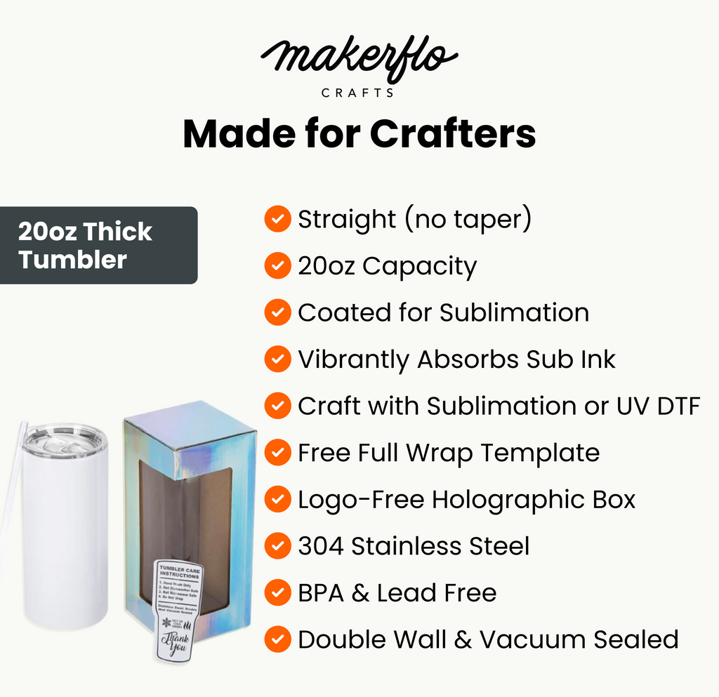 Close-up of customizable design options on MakerFlo 20oz tumbler