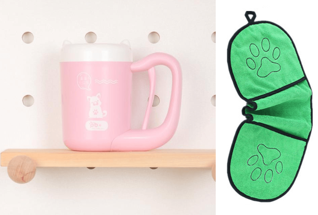 PawPerfect CleanPup displayed with muddy paw prints by Dog Hugs Cat