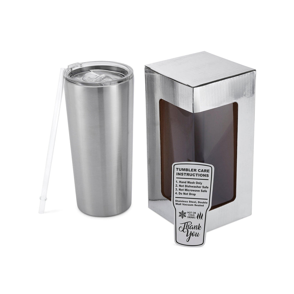 Customizable 22oz Tapered Stainless Steel Tumbler in a travel setting