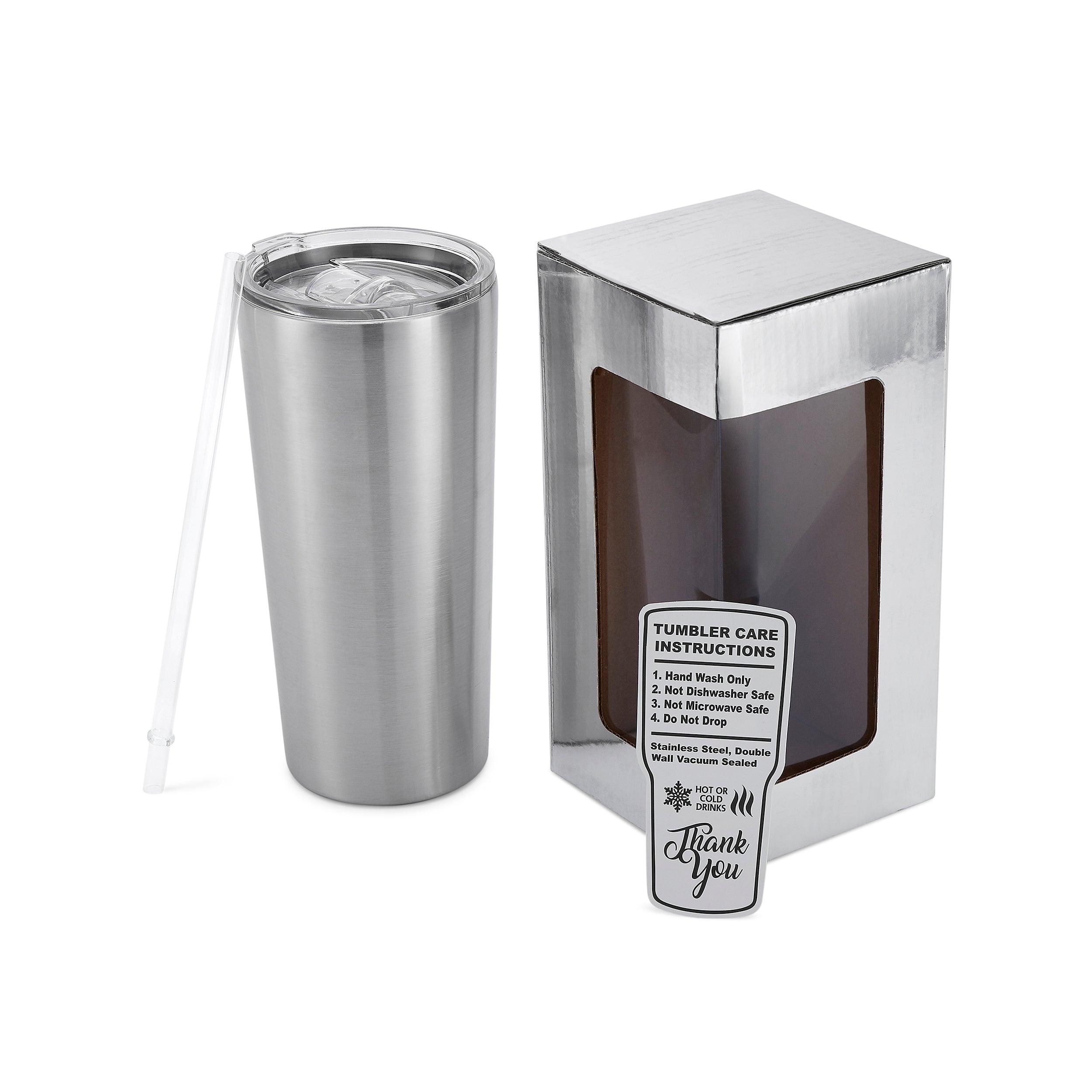 Customizable 22oz Tapered Stainless Steel Tumbler in a travel setting