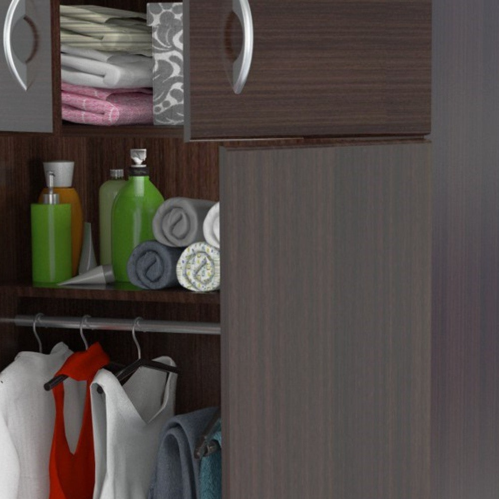 Front view of 32" Espresso Melamine Mirrored Combo Dresser by Homeroots