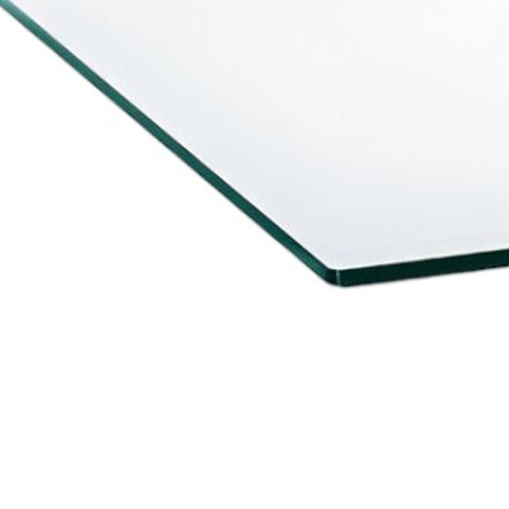 Side angle of 47" Clear Glass Coffee Table showcasing sleek design