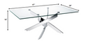 Front view of 47" Clear Glass Coffee Table with Silver Steel Legs by Homeroots