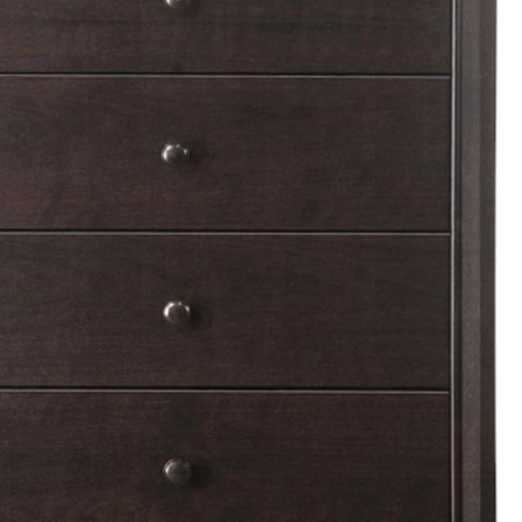 Lifestyle image featuring 31-Inch Espresso Solid Wood Five Drawer Dresser in a modern bedroom