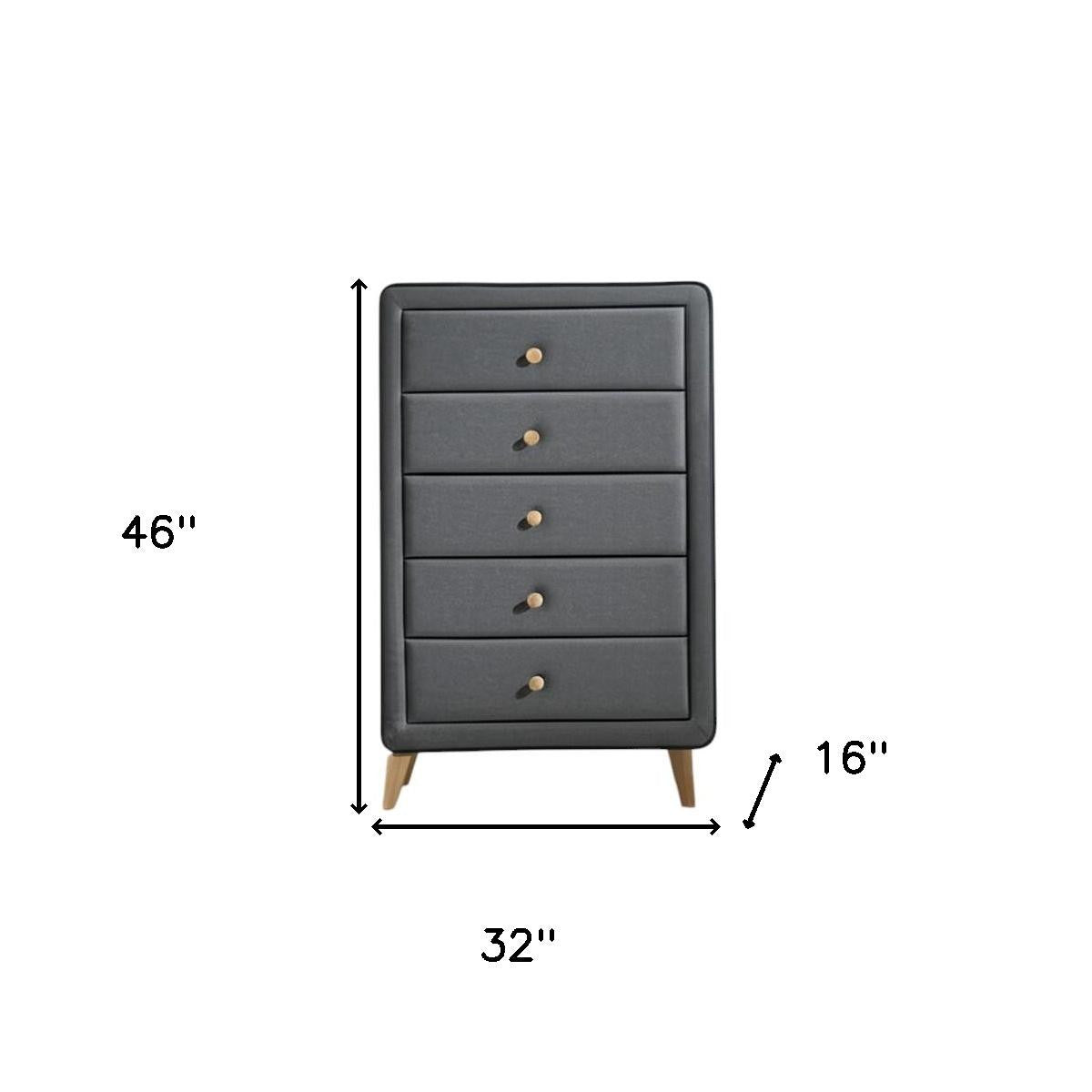 Back view of 32" Light Gray Wood Dresser highlighting sturdy construction