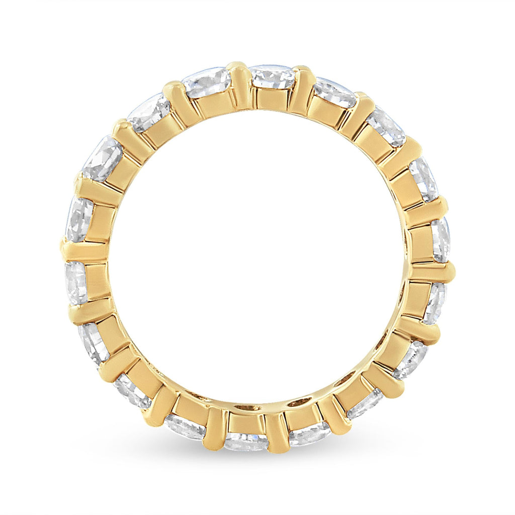 Close-up of the radiant diamonds in the 14K Yellow Gold Eternity Band