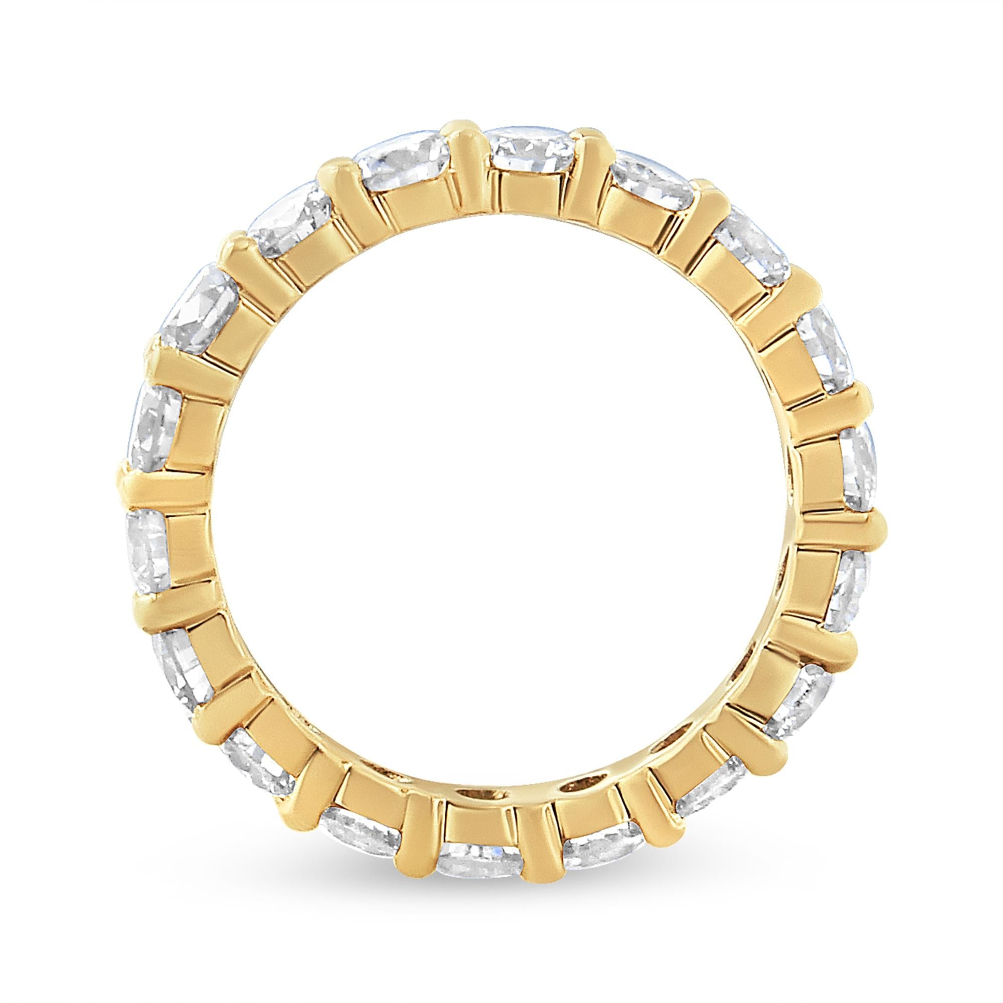 Close-up of the radiant diamonds in the 14K Yellow Gold Eternity Band