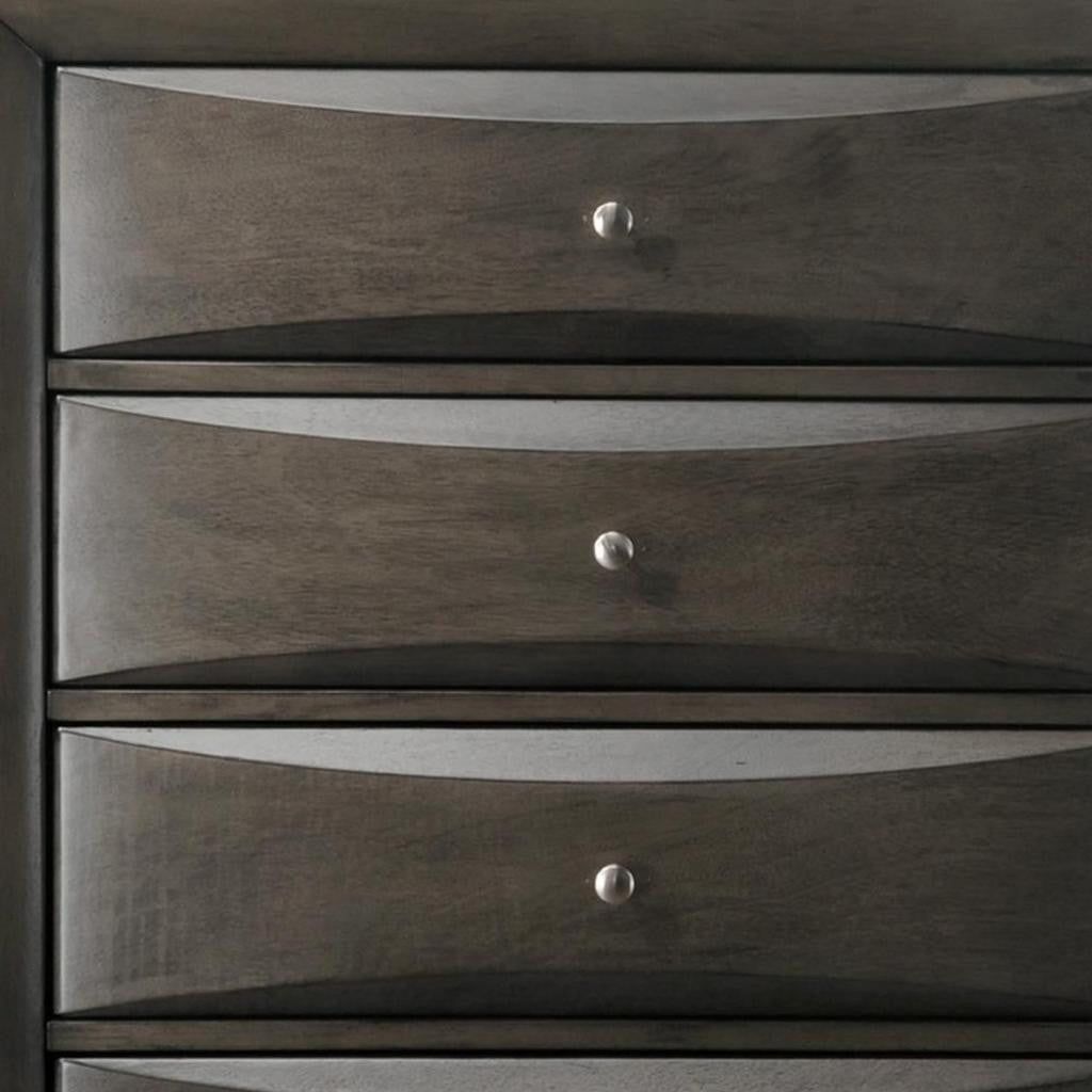 Interior view of drawers in 32-Inch Gray Wood Five Drawer Dresser